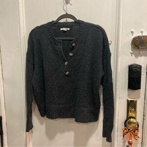 Grey American Eagle Henley Sweater